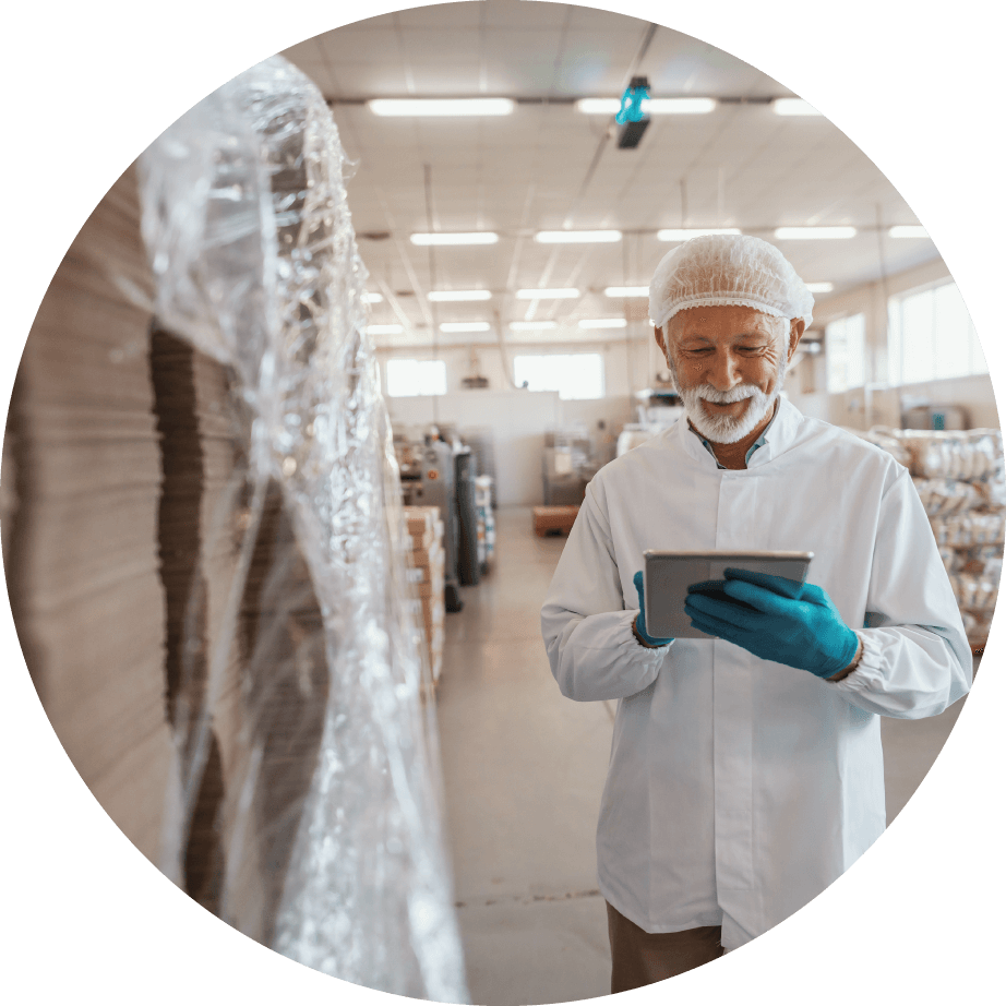 AIB certified food warehouse quality control inspector conducting ingredient audits