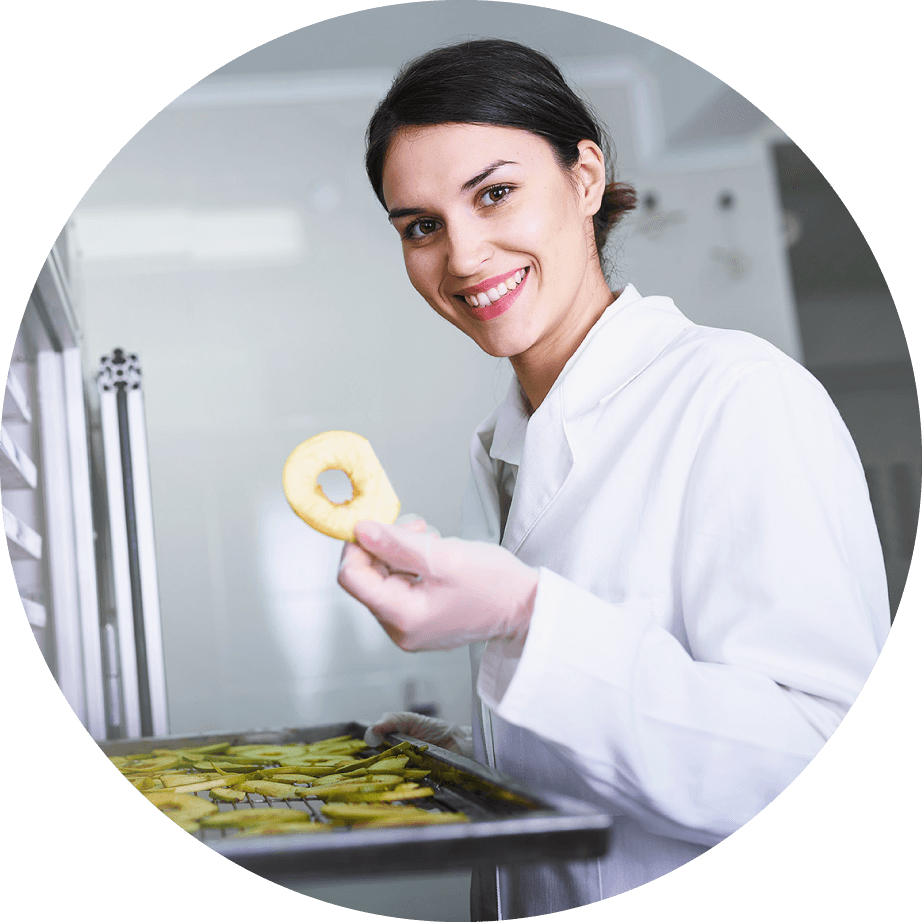 Food scientist evaluating fish processing ingredient functionality in quality assurance laboratory